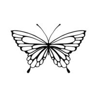 Schmetterling Linie Kunst. einfach minimal Schmetterling Linie tätowieren Symbol Logotyp. Schmetterling schwarz und Weiß Illustration Weiß Hintergrund. Schmetterling Färbung Buch vektor