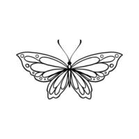 Schmetterling Linie Kunst. einfach minimal Schmetterling Linie tätowieren Symbol Logotyp. Schmetterling schwarz und Weiß Illustration Weiß Hintergrund. Schmetterling Färbung Buch vektor