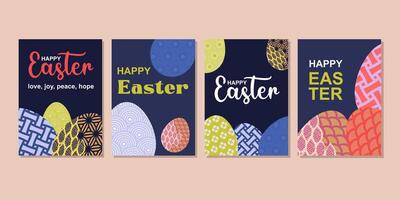 glücklich Ostern Gruß Karte Mode kommerziell Banner, Abdeckung, Sozial Medien mit eben Design vektor