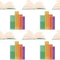 vektor sömlös mönster med annorlunda böcker. begrepp mall för tyger, täcker, utbildning, bok Lagra, bibliotek.