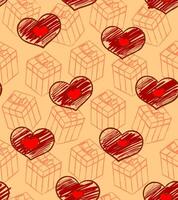 nahtlos Valentinstag Muster mit Geschenke und Herzen vektor