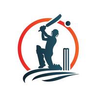 cricket spelare logotyp design spelar kort vektor