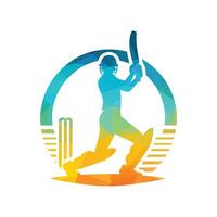 cricket spelare logotyp med ringa stil vektor