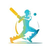 cricket spelare logotyp design spelar kort vektor