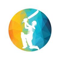 cricket spelare logotyp design inuti en form av cirkel vektor