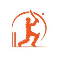 cricket spelare logotyp orange Färg kreativ form vektor