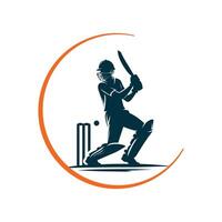 Kricket Spieler Logo spielen kurz Konzept vektor