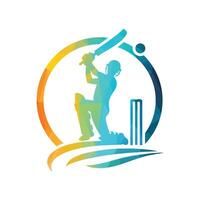 cricket spelare logotyp design inuti en form av ringa vektor