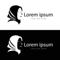 enkel muslim Kläder hijab logotyp design minimalistisk svart silhuett vektor