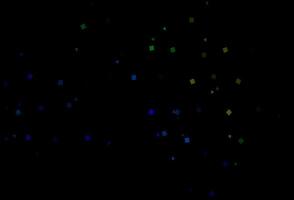 dunkle mehrfarbige Regenbogenvektorvorlage mit Kristallen, Kreisen, Quadraten. vektor