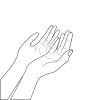 bön- händer kvinna bön- händer muslim bön- ikon linje konst av bön- händer vektor illustration