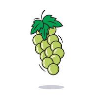 vektor knippa av grön vindruvor frukt ikon tecknad serie stil på vit bakgrund vektor illustration