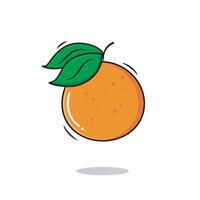 vektor orange frukt ikon med löv hela saftig mandarin på vit bakgrund vektor illustration