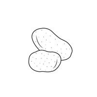zwei ganze frisch Kartoffeln Gliederung Linie Kunst von Kartoffeln auf Weiß Hintergrund Vektor Illustration