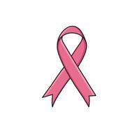 rosa satin band bröst cancer medvetenhet onkologi tecken begrepp vit bakgrund vektor illustration