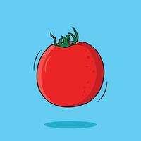 frisch saftig ganze Tomate isoliert auf Blau Hintergrund, Vektor Illustration