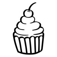 süß Cupcake Gliederung Süss Nachtisch. eben Design isoliert farbig Clip Art. vektor