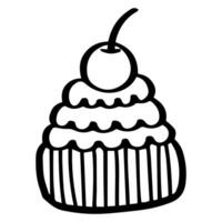 süß Cupcake Gliederung Süss Nachtisch. eben Design isoliert farbig Clip Art. vektor