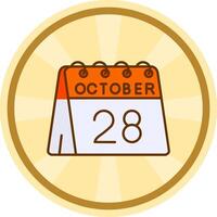 28: e av oktober komisk cirkel ikon vektor