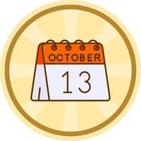 13: e av oktober komisk cirkel ikon vektor