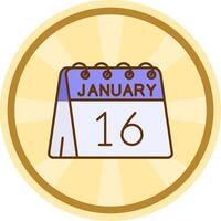 16: e av januari komisk cirkel ikon vektor