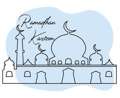 Moschee Illustration Monoline Stil Vektor Design Ramadhan Konzept