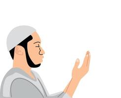 illustration muslim man höjning två hand och bön- isolerat på vit bakgrund vektor