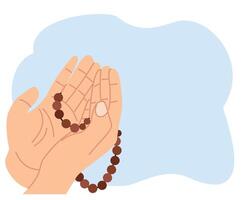Muslim Mann steigend zwei Hand zum beten zu Allah vektor
