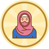 muslim komisk cirkel ikon vektor