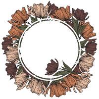 en dekorativ cirkel av grenar är markerad på en vit bakgrund. en mönster av löv. vektor illustration. för natur, eco och design. ritad för hand växter, en ram för en vykort.