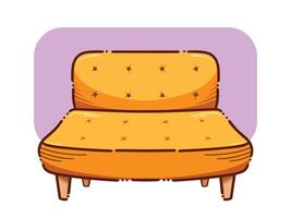 gul färgad soffa säten vektor illustration isolerat på horisontell bakgrund. enkel platt tecknad serie konst styled bekväm soffa teckning.