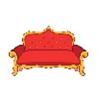 rot schick schön und teuer gestylt Salon Sofa Sitze. Pixel bisschen retro Spiel gestylt Vektor Illustration Möbel Zeichnung. einfach eben Innere Kunstwerk.