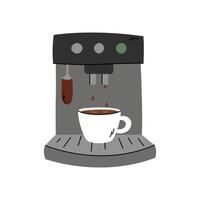 kaffe maskin klotter vektor illustration. kopp av färsk americano dryck. kaffebryggare Utrustning isolerat design element. enkel hand dragen apparat för framställning kaffe