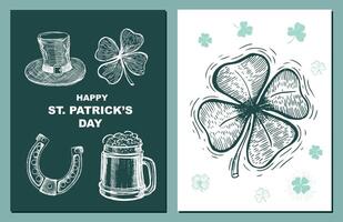 st. Patricks dag uppsättning. hand dragen illustrationer vektor