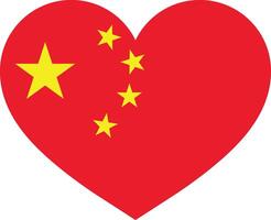 kinesisk hjärta ikon . Kina hjärta flagga vektor isolerat på vit bakgrund