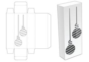 hohe Kiste mit Weihnachtskugeln Fenster Stanzschablone vektor