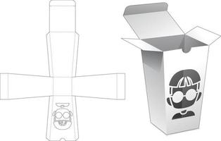 Obelisk-Verpackung mit gestanzter Vorlage für Jungenkarikaturfenster vektor