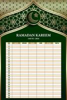 Ramadan heilig Monat Kalender Zeitplan. Plakate oder Banner zum Gebet, Fasten und brechen das schnell. vektor