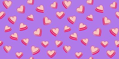 bunt violett nahtlos Muster mit kreativ Herzen. Vektor Herz zurück. Valentinstag, Liebe Hintergrund. Vorlage zum Textil, Mode, drucken, Oberfläche Design, Stoff