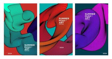 vektor färgrik abstrakt vätska bakgrund för sommar konst och musik festival 2024