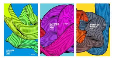 vektor färgrik abstrakt vätska bakgrund för sommar konst och musik festival 2024