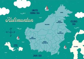 platt design vektor söt roligt färgrik kalimantan indonesien söt barn färgrik Karta