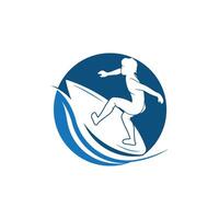 Surfen mit Wasser Welle Logo Vektor Vorlage, Illustration Symbol