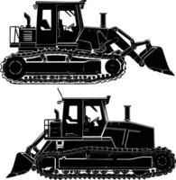 ai generiert Silhouette Bulldozer Konstruktion schwer Maschine Ausrüstung schwarz Farbe nur vektor