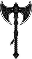 ai genererad silhuett viking yxa eller yxa eller warhammer vapen i mmorpg spel svart Färg endast vektor