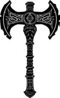ai genererad silhuett viking yxa eller yxa eller warhammer vapen i mmorpg spel svart Färg endast vektor