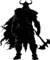 ai generiert Silhouette Wikinger Krieger im mmorpg Spiel schwarz Farbe nur vektor