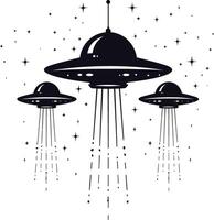 ai generiert Silhouette Raum Eindringlinge durch UFO schwarz Farbe nur vektor