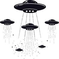 ai genererad silhuett Plats inkräktare förbi UFO svart Färg endast vektor