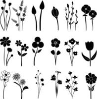 ai generiert Silhouette Frühling Blume Sammlung schwarz Farbe nur vektor